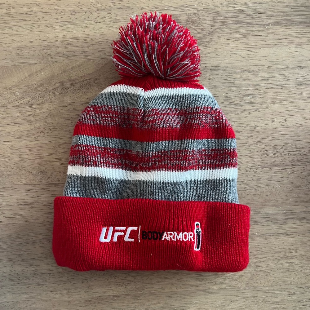 UFC Striped Red and Gray Beanie